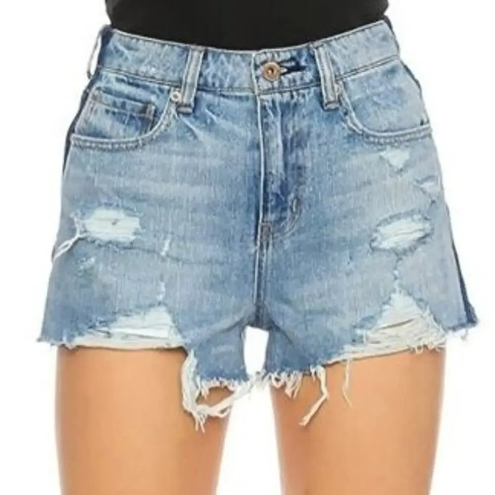 Pistola Denim Nova Cut-Off Distressed Cotton Light Wash Jean Shorts Size 26